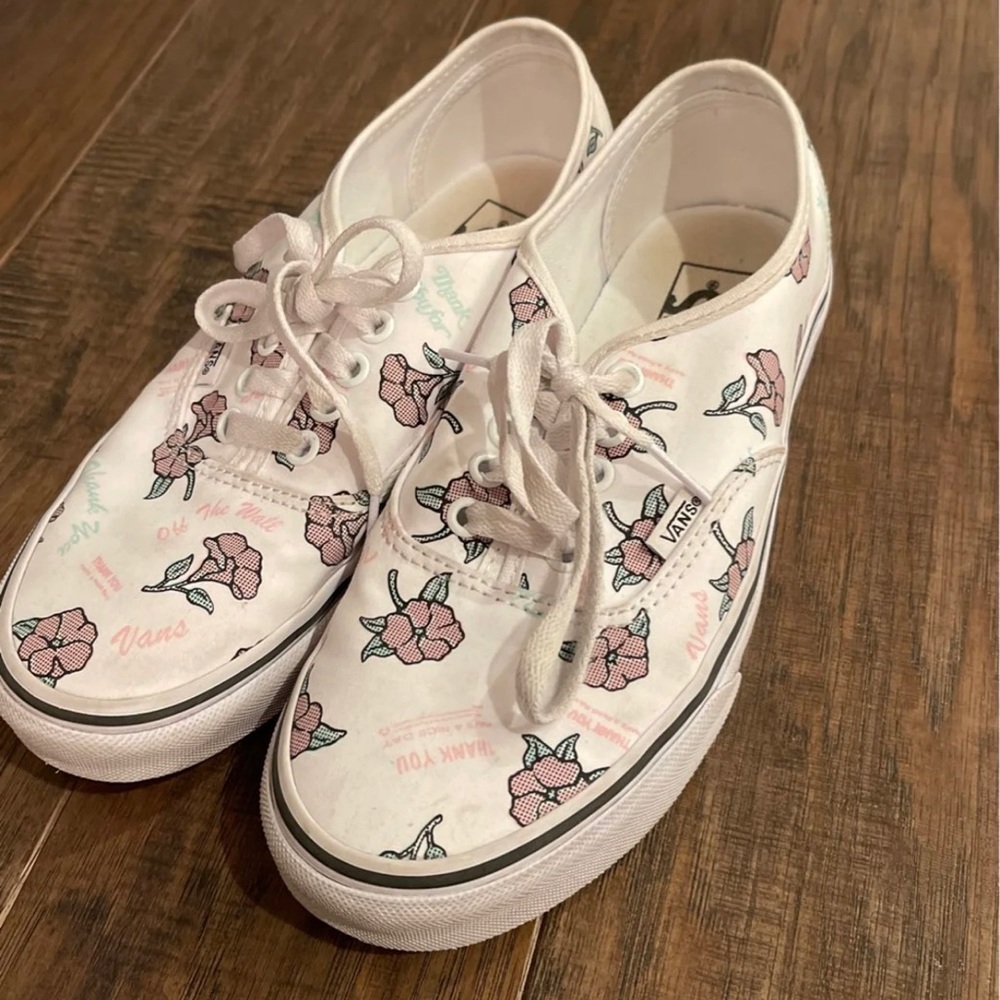 Vans Authentic Thank You White & Floral Skate Shoes